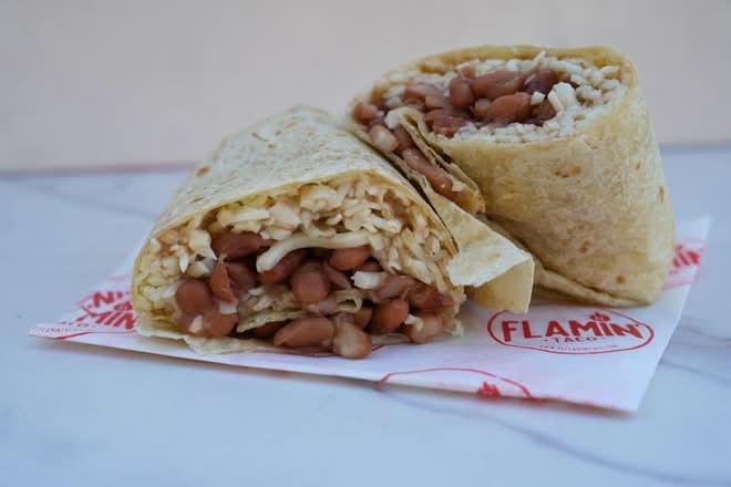 Burrito Beans, Rice & Sour Cream.