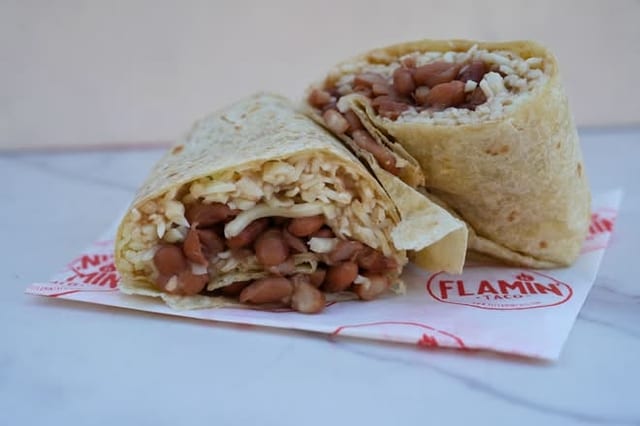 Burrito Beans, Rice & Sour Cream.