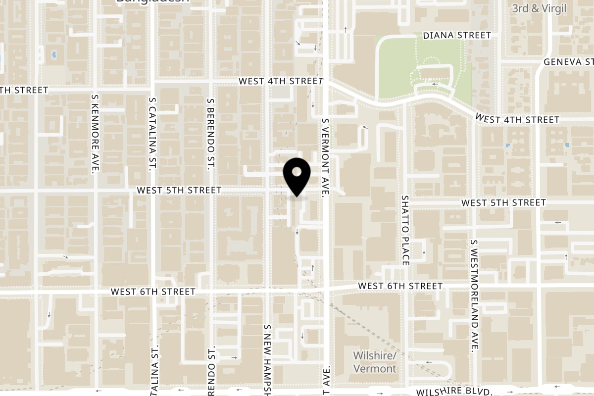 Map showing the location of El Flamin Taco - Korea Town on 505 Vermont Ave in Los Angeles